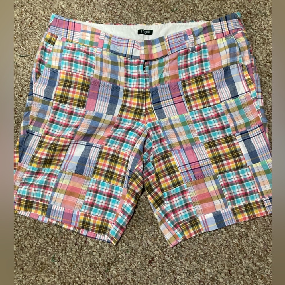 J. Crew Pink and Blue Bermuda Shorts Madras Style